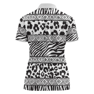 Nigeria Traditional Coral Bead Attire Women Polo Shirt African Tribal Element Wild Animal Skins