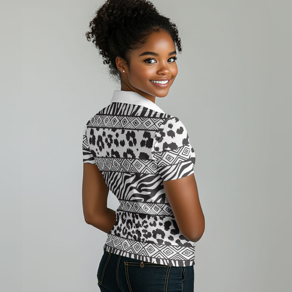 Nigeria Traditional Coral Bead Attire Women Polo Shirt African Tribal Element Wild Animal Skins