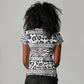 Nigeria Traditional Coral Bead Attire Women V-Neck T-Shirt African Tribal Element Wild Animal Skins