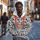 Nigeria Traditional Coral Bead Attire Zip Hoodie African Tribal Element Wild Animal Skins