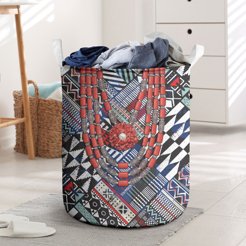 Nigeria Traditional Coral Bead Attire Laundry Basket Tribal African Style