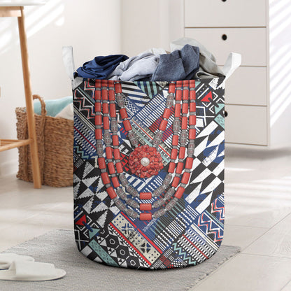 Nigeria Traditional Coral Bead Attire Laundry Basket Tribal African Style
