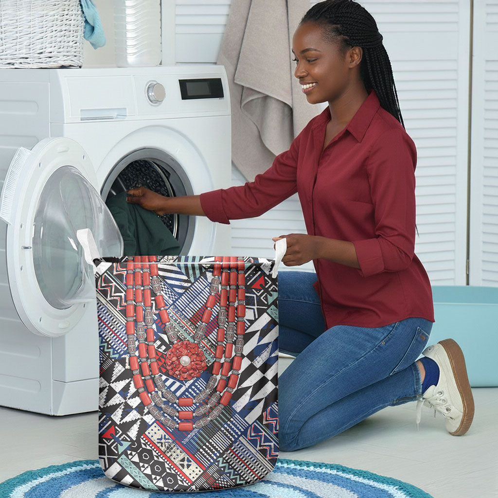 Nigeria Traditional Coral Bead Attire Laundry Basket Tribal African Style