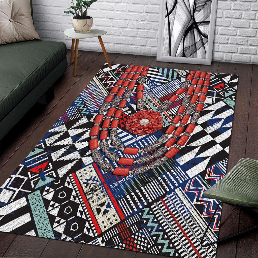 Nigeria Traditional Coral Bead Attire Area Rug Tribal African Style