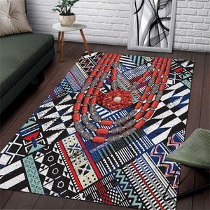 Nigeria Traditional Coral Bead Attire Area Rug Tribal African Style