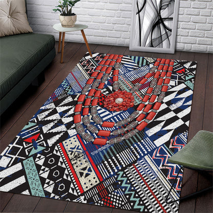 Nigeria Traditional Coral Bead Attire Area Rug Tribal African Style