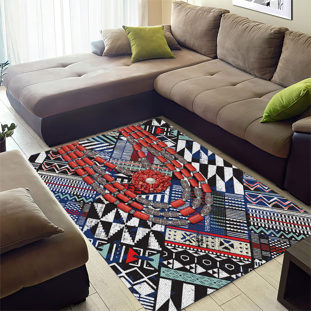 Nigeria Traditional Coral Bead Attire Area Rug Tribal African Style