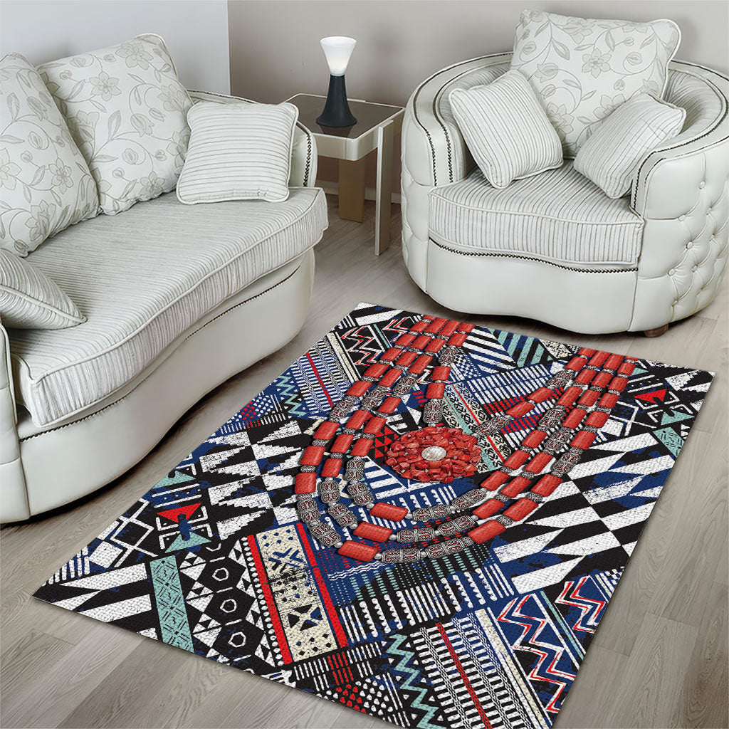 Nigeria Traditional Coral Bead Attire Area Rug Tribal African Style