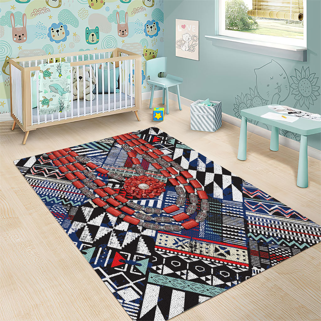 Nigeria Traditional Coral Bead Attire Area Rug Tribal African Style