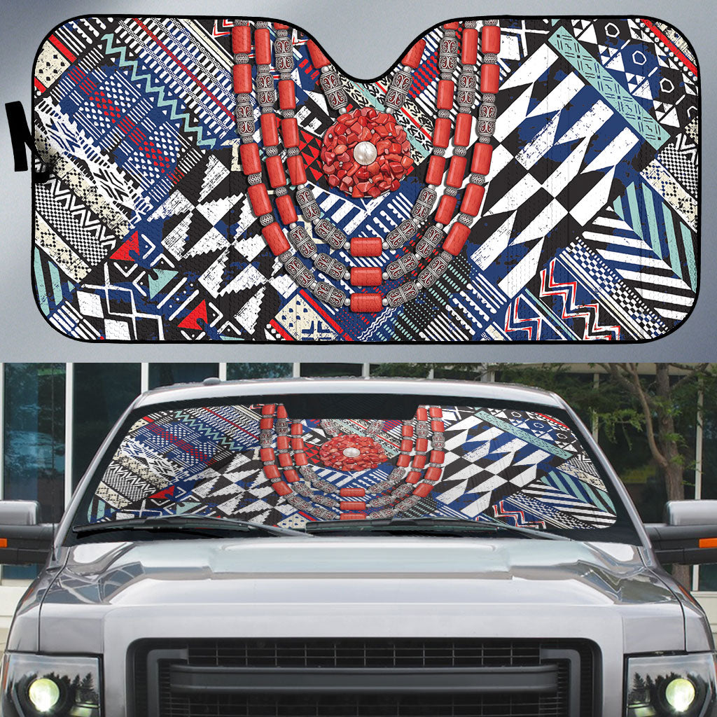 Nigeria Traditional Coral Bead Attire Auto Sun Shade Tribal African Style
