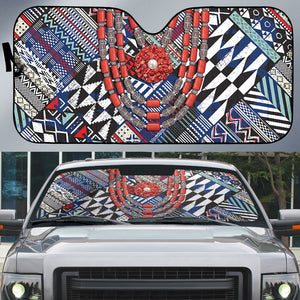 Nigeria Traditional Coral Bead Attire Auto Sun Shade Tribal African Style