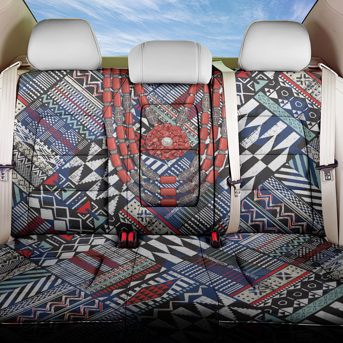 Nigeria Traditional Coral Bead Attire Back Car Seat Cover Tribal African Style