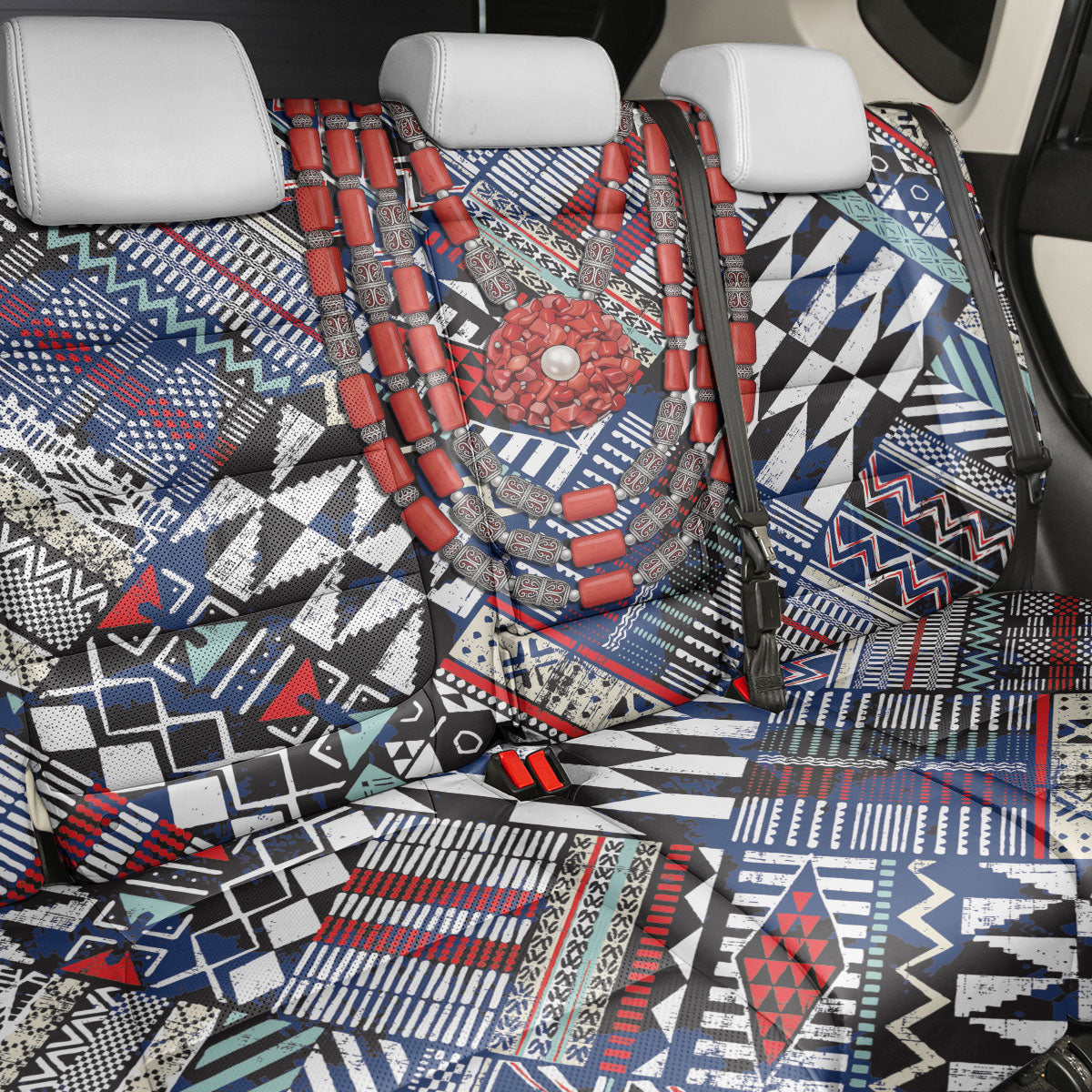 Nigeria Traditional Coral Bead Attire Back Car Seat Cover Tribal African Style