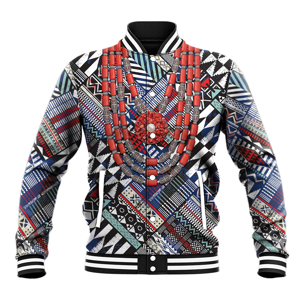 Nigeria Traditional Coral Bead Attire Baseball Jacket Tribal African Style
