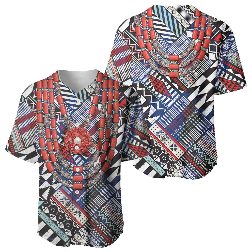 Nigeria Traditional Coral Bead Attire Baseball Jersey Tribal African Style