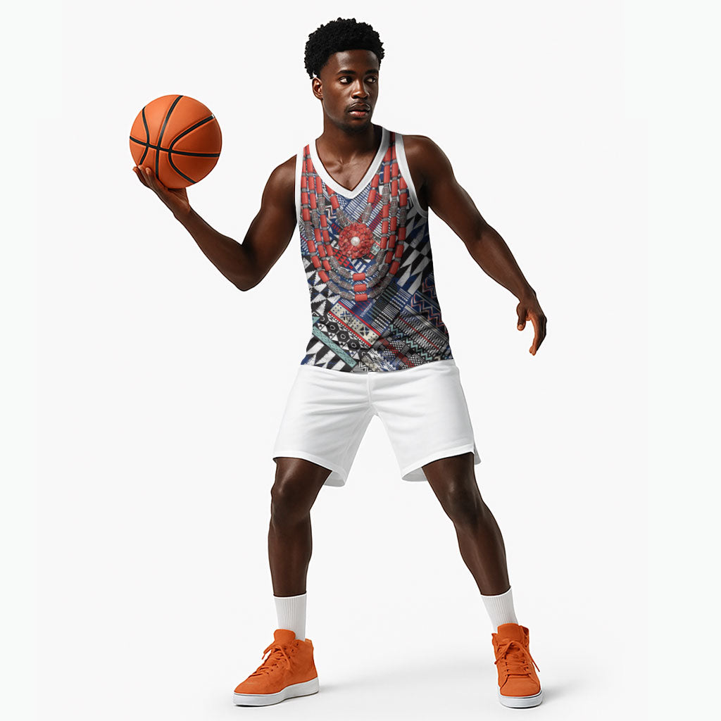 Nigeria Traditional Coral Bead Attire Basketball Jersey Tribal African Style