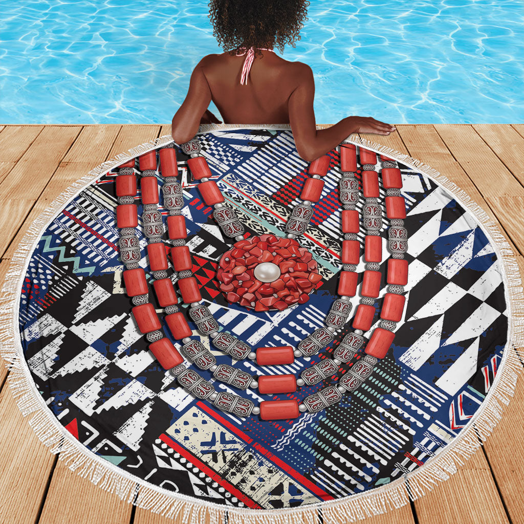 Nigeria Traditional Coral Bead Attire Beach Blanket Tribal African Style
