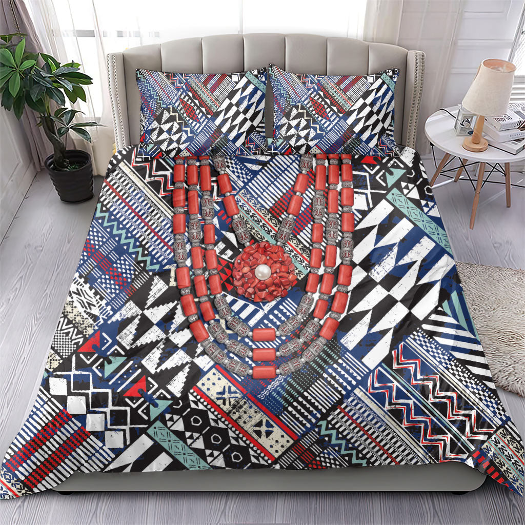 Nigeria Traditional Coral Bead Attire Bedding Set Tribal African Style