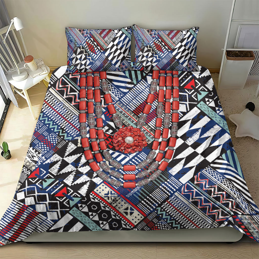 Nigeria Traditional Coral Bead Attire Bedding Set Tribal African Style