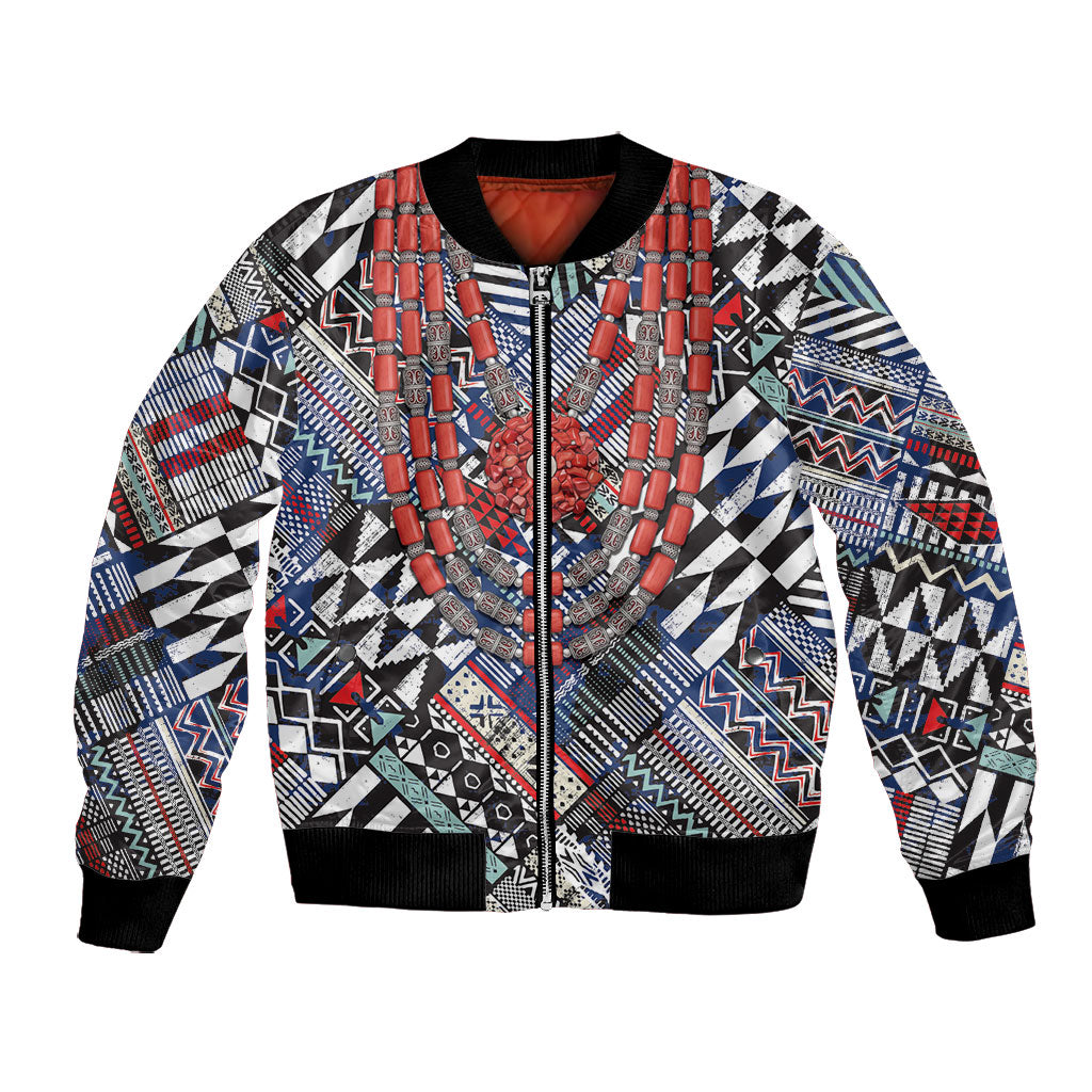 Nigeria Traditional Coral Bead Attire Bomber Jacket Tribal African Style
