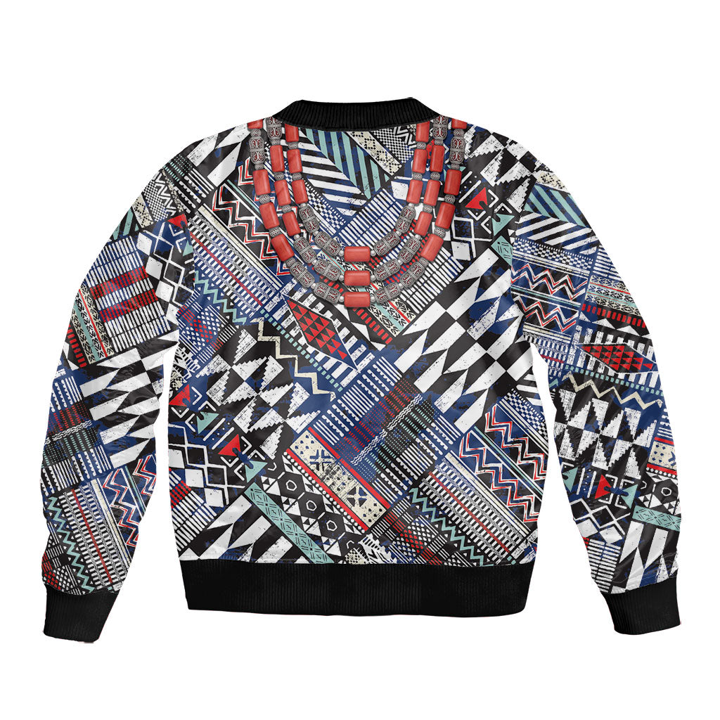 Nigeria Traditional Coral Bead Attire Bomber Jacket Tribal African Style