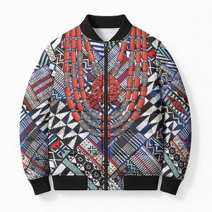 Nigeria Traditional Coral Bead Attire Bomber Puffer Jacket Tribal African Style