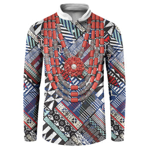 Nigeria Traditional Coral Bead Attire Button Sweatshirt Tribal African Style