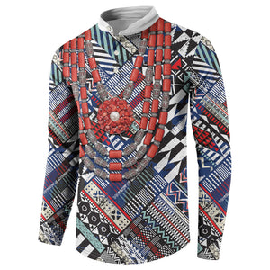 Nigeria Traditional Coral Bead Attire Button Sweatshirt Tribal African Style