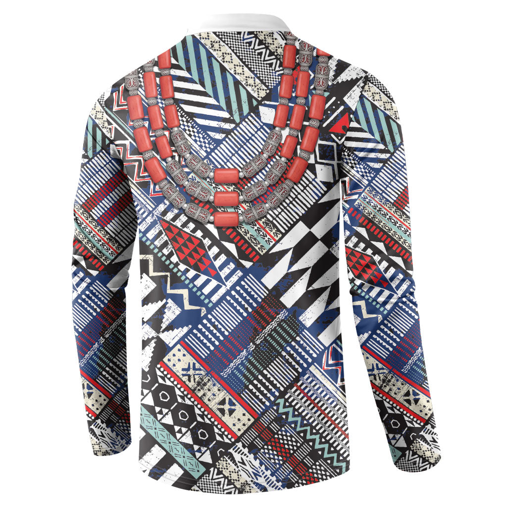 Nigeria Traditional Coral Bead Attire Button Sweatshirt Tribal African Style