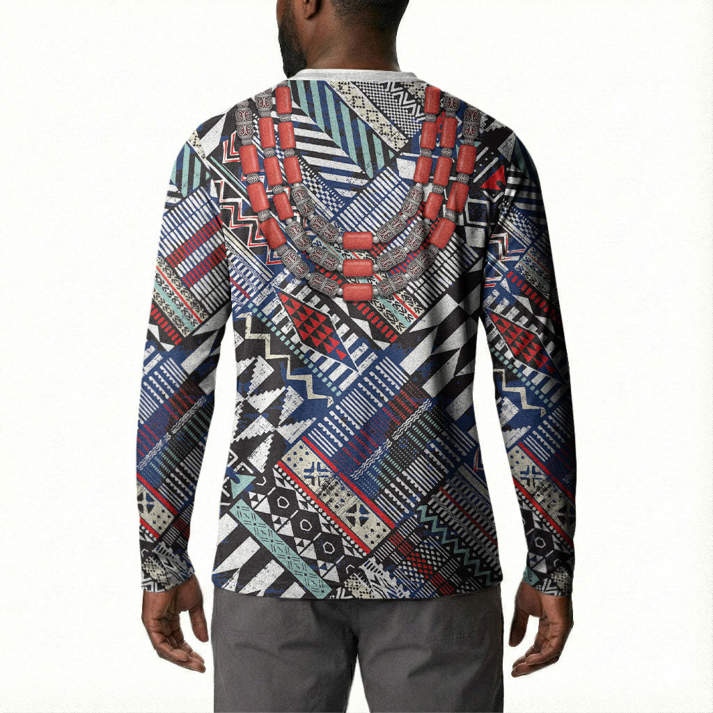 Nigeria Traditional Coral Bead Attire Button Sweatshirt Tribal African Style