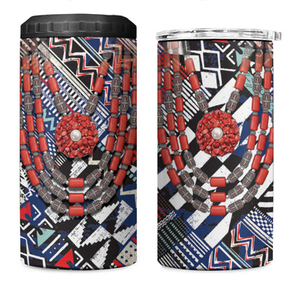 Nigeria Traditional Coral Bead Attire 4 in 1 Can Cooler Tumbler Tribal African Style