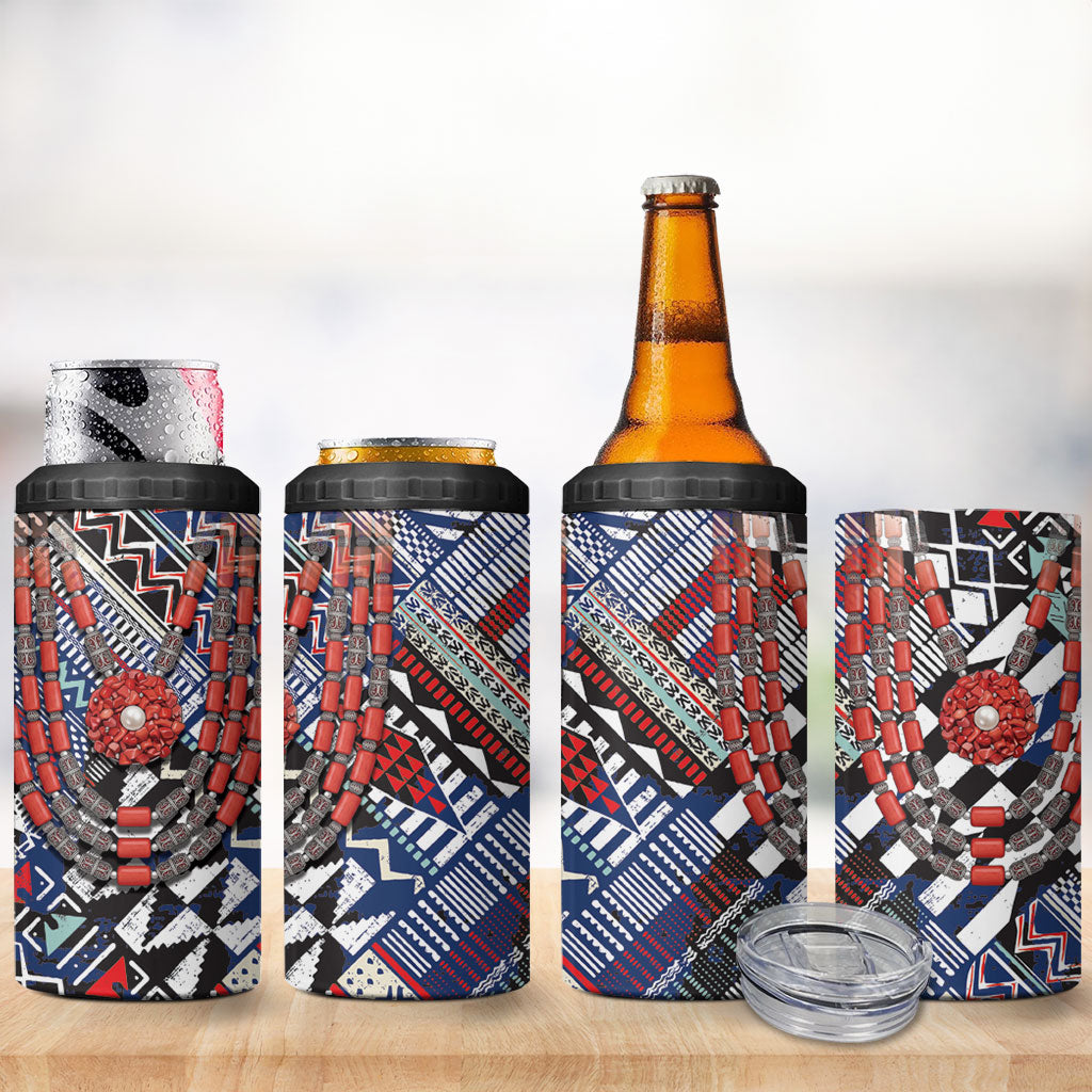 Nigeria Traditional Coral Bead Attire 4 in 1 Can Cooler Tumbler Tribal African Style