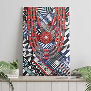 Nigeria Traditional Coral Bead Attire Canvas Wall Art Tribal African Style