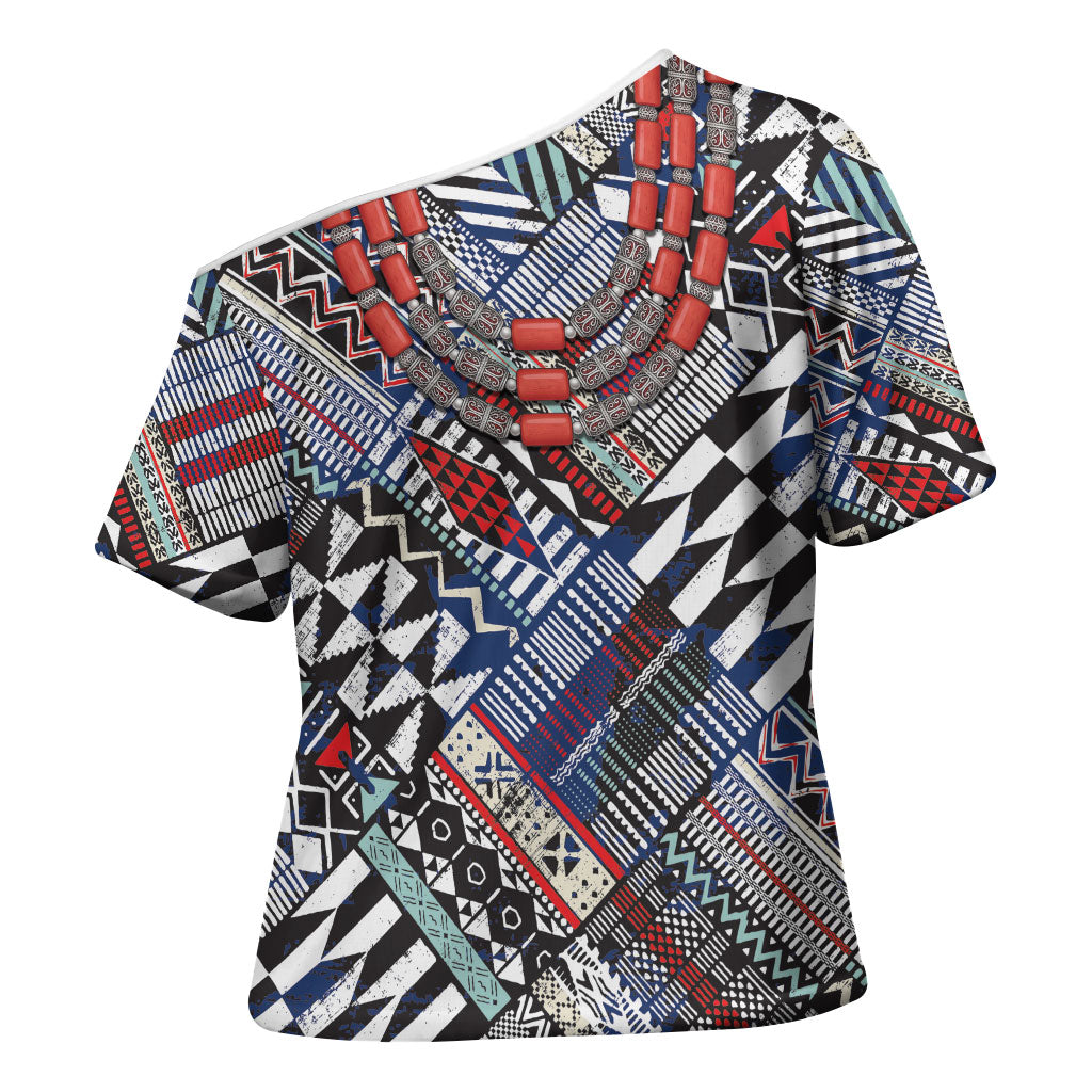 Nigeria Traditional Coral Bead Attire Cross Shoulder Shirt Tribal African Style