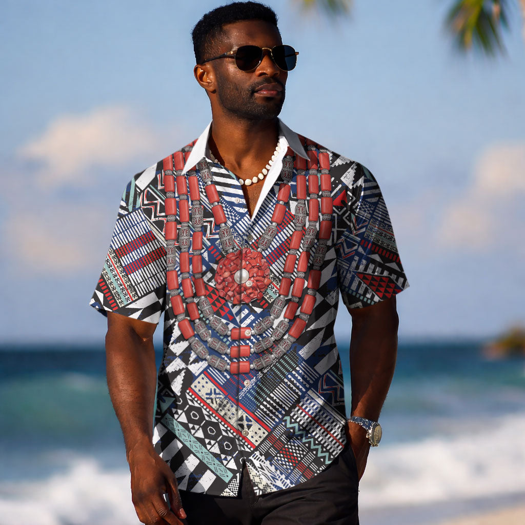 Nigeria Traditional Coral Bead Attire Hawaiian Shirt Tribal African Style