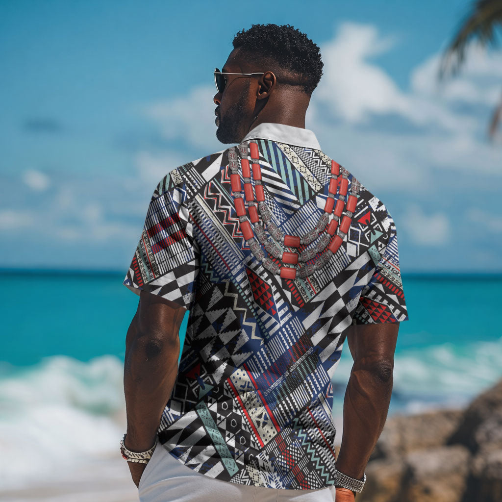 Nigeria Traditional Coral Bead Attire Hawaiian Shirt Tribal African Style