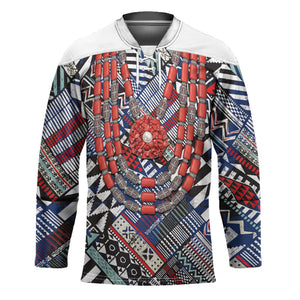 Nigeria Traditional Coral Bead Attire Hockey Jersey Tribal African Style