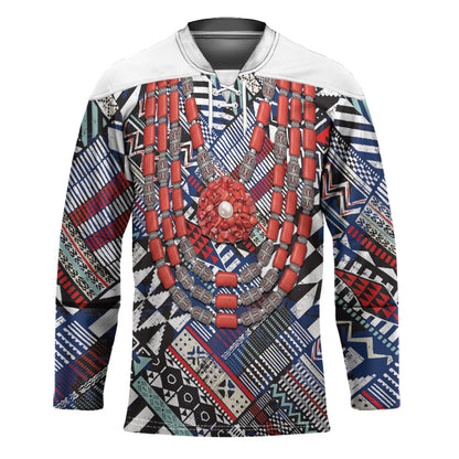 Nigeria Traditional Coral Bead Attire Hockey Jersey Tribal African Style