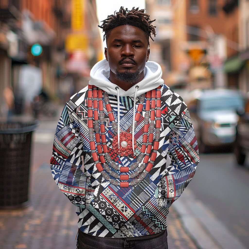 Nigeria Traditional Coral Bead Attire Hoodie Tribal African Style