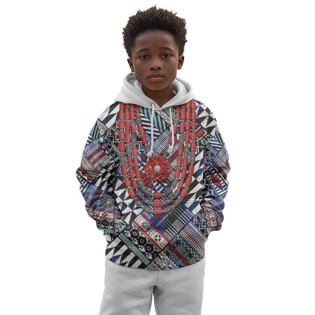 Nigeria Traditional Coral Bead Attire Kid Hoodie Tribal African Style