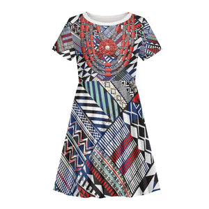 Nigeria Traditional Coral Bead Attire Kid Short Sleeve Dress Tribal African Style