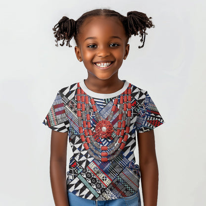 Nigeria Traditional Coral Bead Attire Kid T shirt Tribal African Style