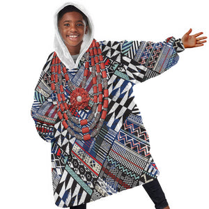 Nigeria Traditional Coral Bead Attire Kid Wearable Blanket Hoodie Tribal African Style