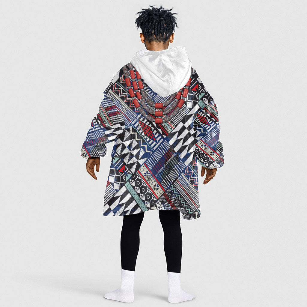 Nigeria Traditional Coral Bead Attire Kid Wearable Blanket Hoodie Tribal African Style