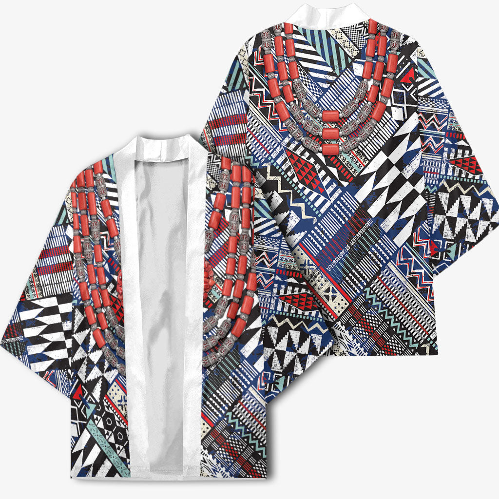 Nigeria Traditional Coral Bead Attire Kimono Tribal African Style