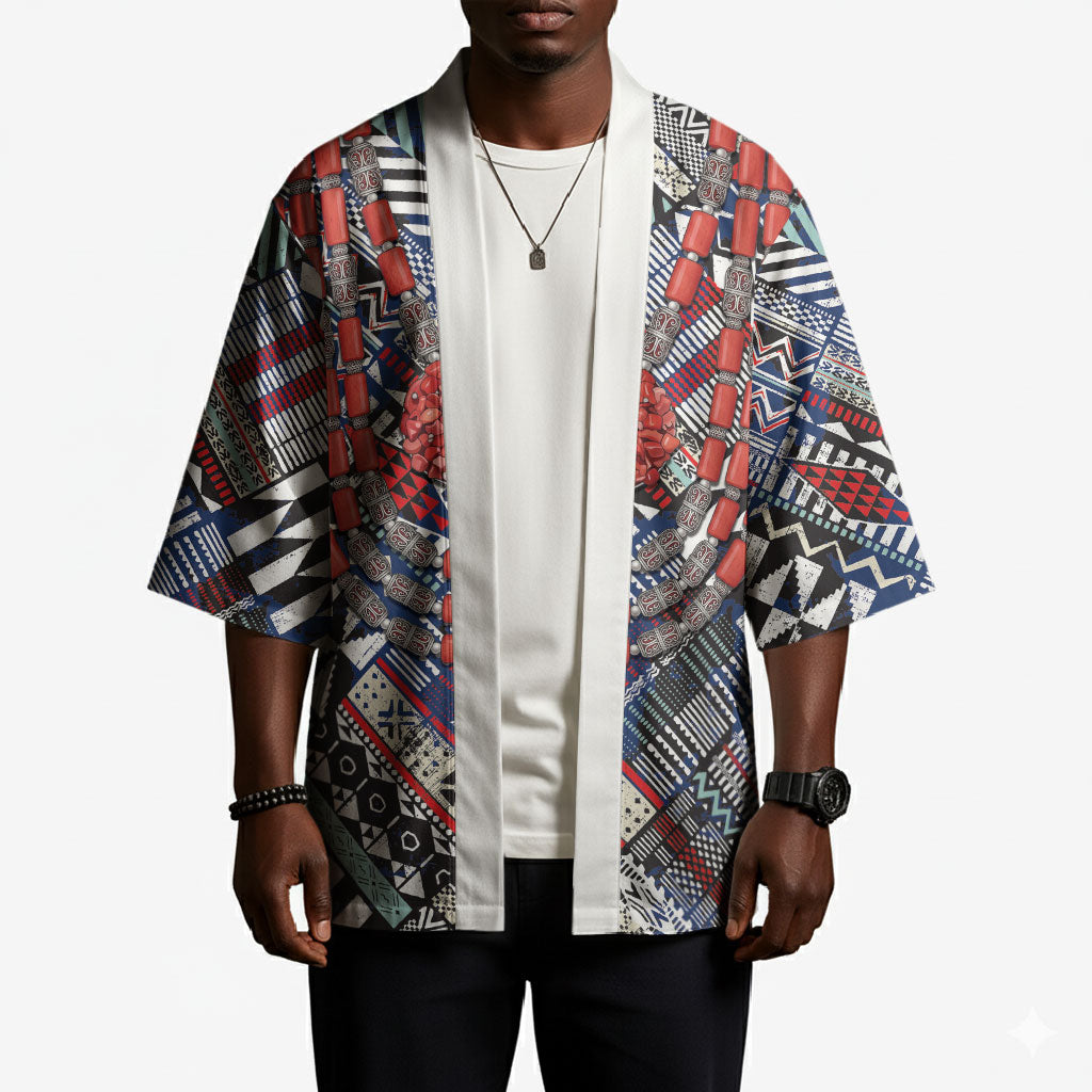 Nigeria Traditional Coral Bead Attire Kimono Tribal African Style