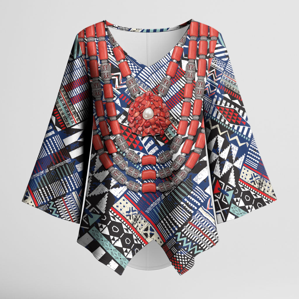 Nigeria Traditional Coral Bead Attire Kimono Sleeve Blouse Tribal African Style