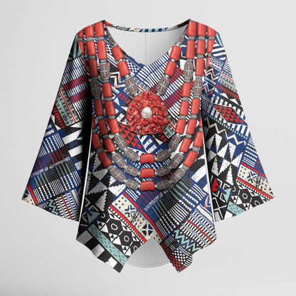 Nigeria Traditional Coral Bead Attire Kimono Sleeve Blouse Tribal African Style