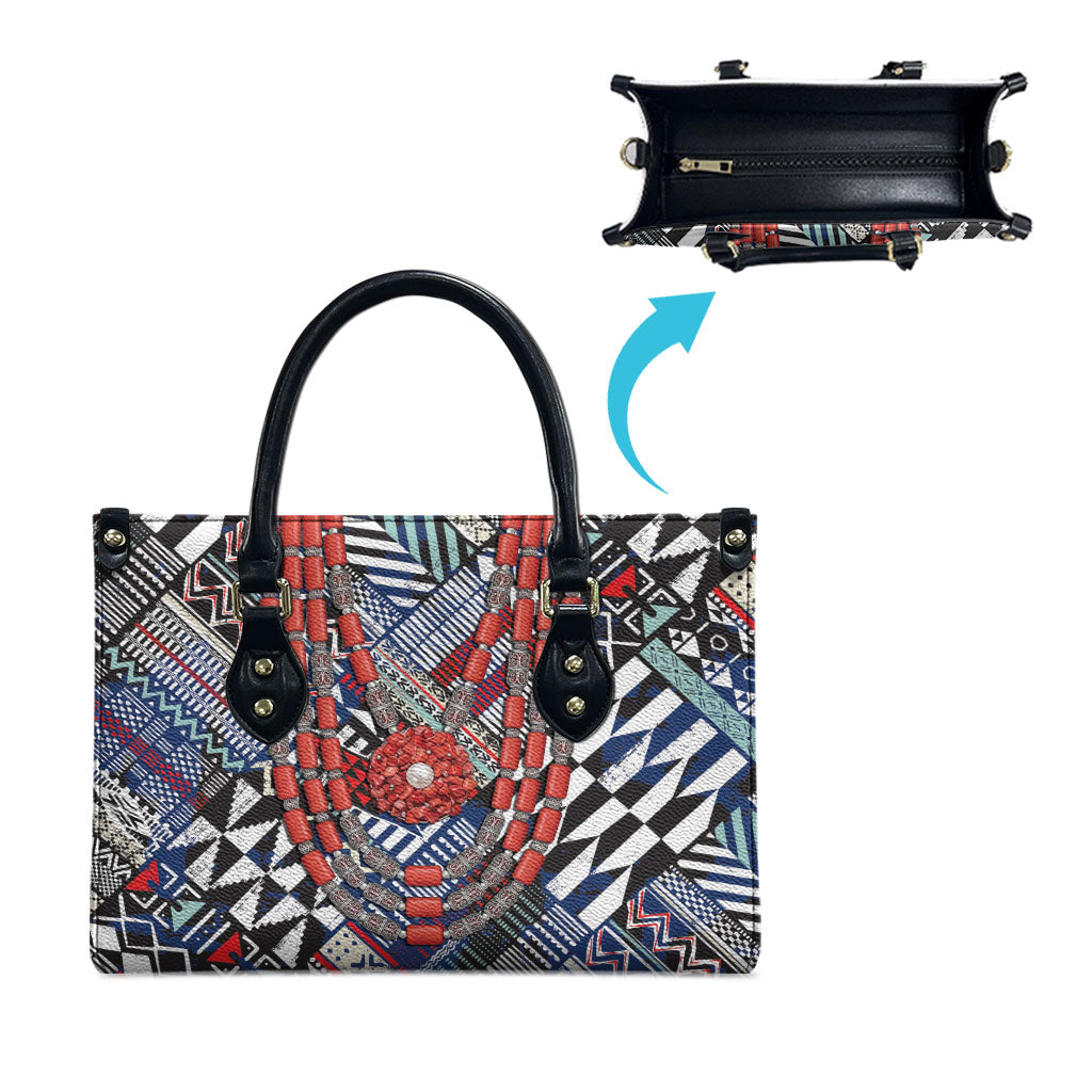 Nigeria Traditional Coral Bead Attire Leather Bag Tribal African Style
