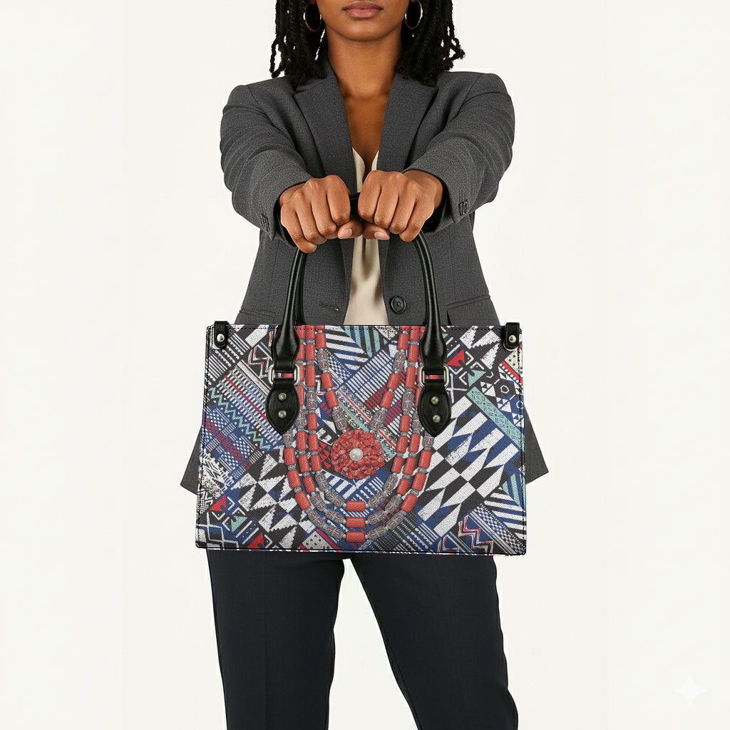 Nigeria Traditional Coral Bead Attire Leather Bag Tribal African Style